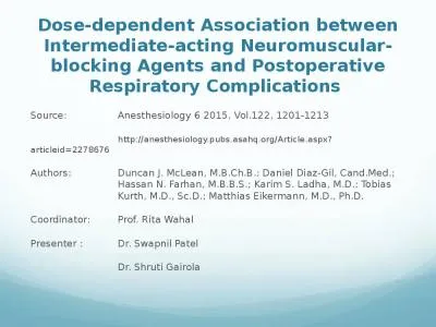 Dose-dependent Association between Intermediate-acting Neuromuscular-blocking Agents and