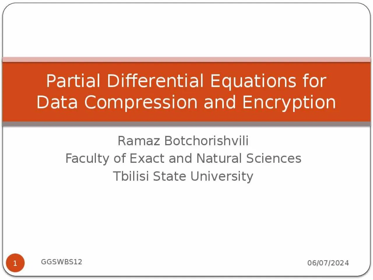 PPT-Ramaz Botchorishvili Faculty of Exact and Natural Sciences