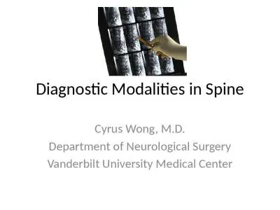 Diagnostic Modalities in Spine