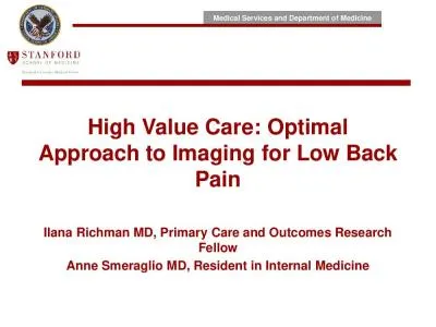 High Value Care: Optimal Approach to Imaging for Low Back Pain