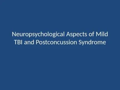 Neuropsychological Aspects of Mild TBI and