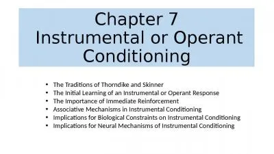 Chapter 7  Instrumental or Operant Conditioning