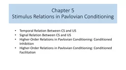 Chapter  5 Stimulus Relations in Pavlovian Conditioning