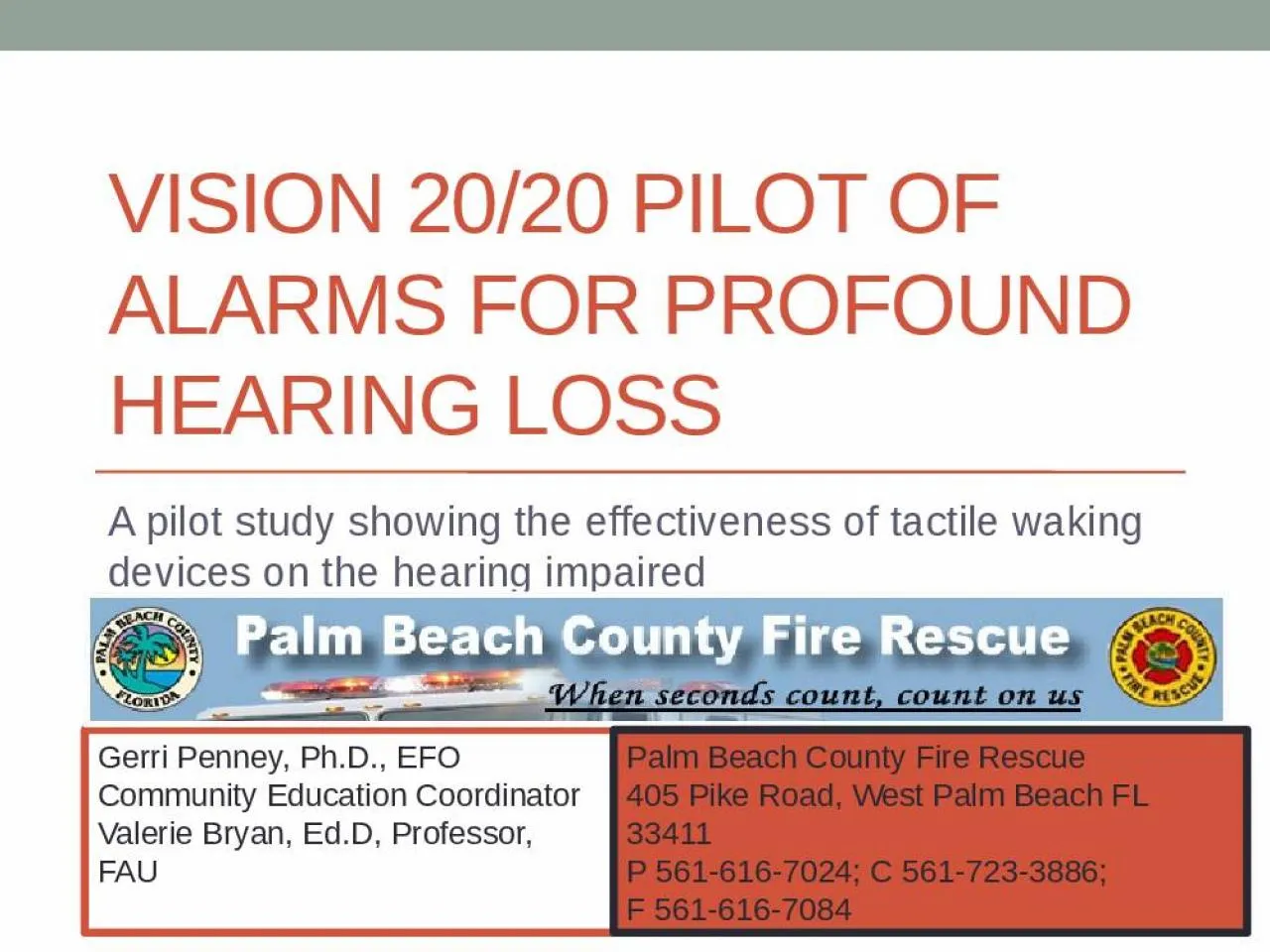 PPT-Vision 20/20 Pilot of alarms for profound hearing loss