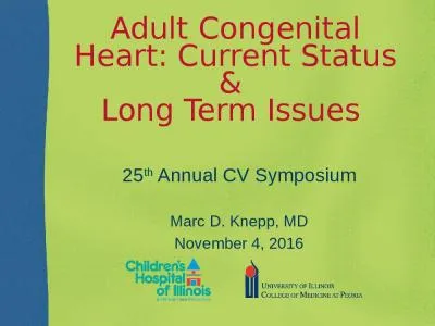 Adult Congenital Heart: Current Status &