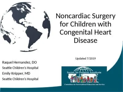 Noncardiac  Surgery for Children with Congenital Heart Disease