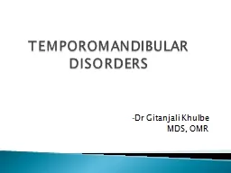 TEMPOROMANDIBULAR DISORDERS