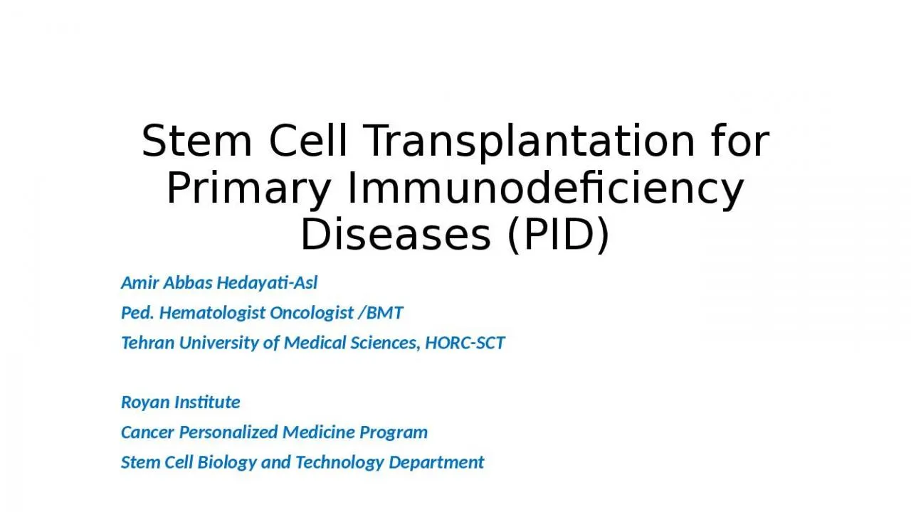 PPT-Stem Cell Transplantation for Primary Immunodeficiency Diseases (PID)