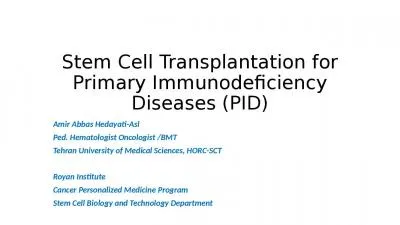 Stem Cell Transplantation for Primary Immunodeficiency Diseases (PID)