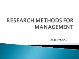 RESEARCH METHODS FOR MANAGEMENT
