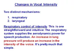Changes in Vocal Intensity