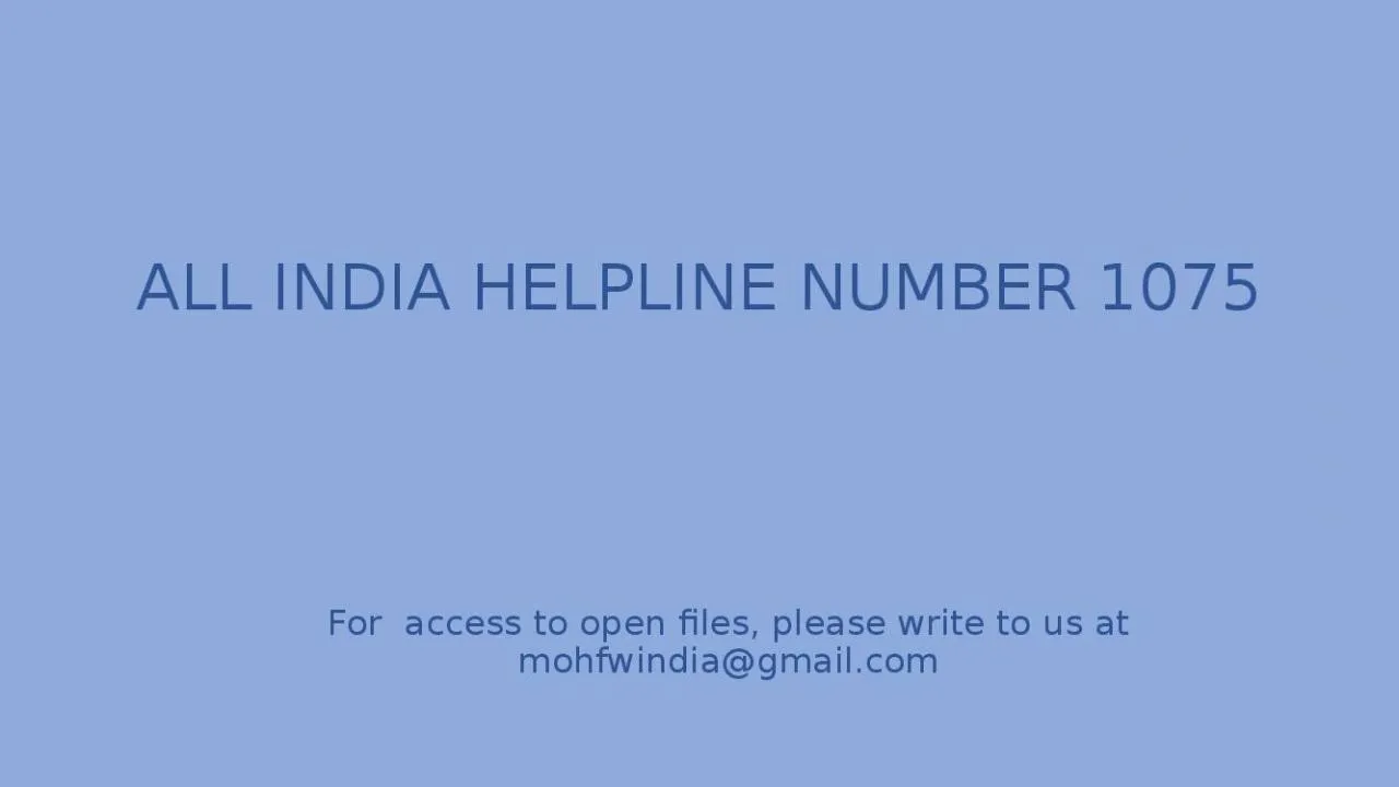 PPT-ALL INDIA HELPLINE NUMBER 1075