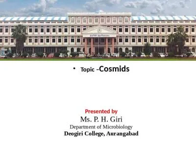 Topic  – Cosmids Presented