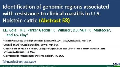 Identification of genomic regions associated with resistance to clinical mastitis in U.S.