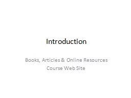 Introduction Books,  Articles & Online Resources