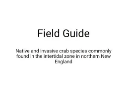 Field Guide Native  and invasive crab species
