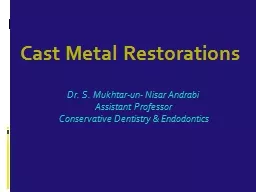 Cast Metal Restorations