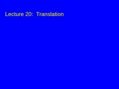 Lecture 20:   Translation