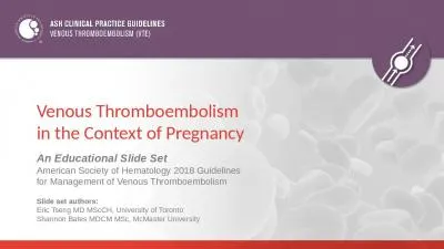 Venous Thromboembolism  in the Context of Pregnancy