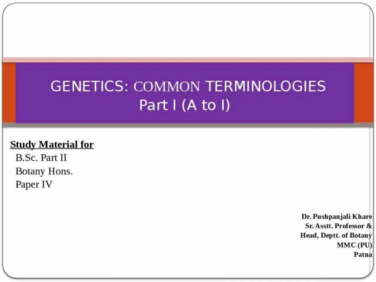 PPT-Study Material for B.Sc. Part II