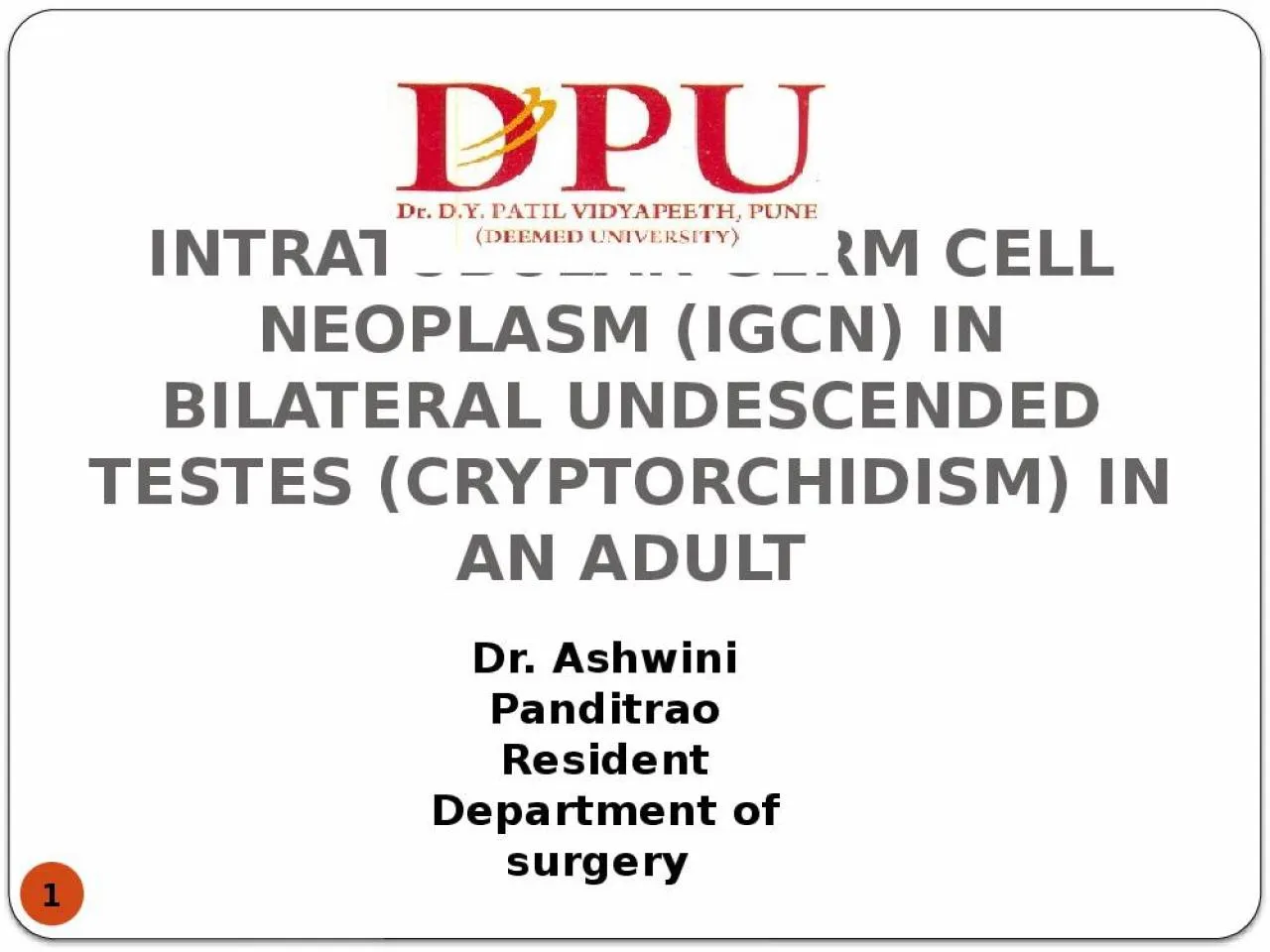 PPT-INTRATUBULAR GERM CELL NEOPLASM (IGCN) IN BILATERAL UNDESCENDED TESTES (CRYPTORCHIDISM)