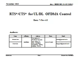 November 2015 Slide  1 RTS*/CTS* for UL/DL OFDMA Control