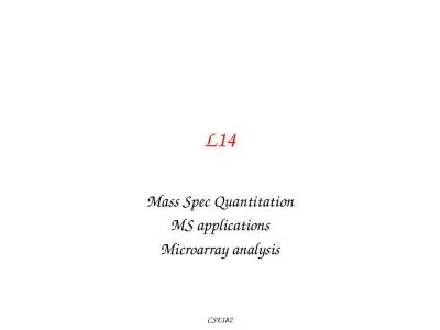 CSE182 L14 Mass Spec Quantitation