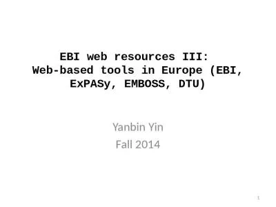 EBI web resources III:  Web-based tools in Europe (EBI,