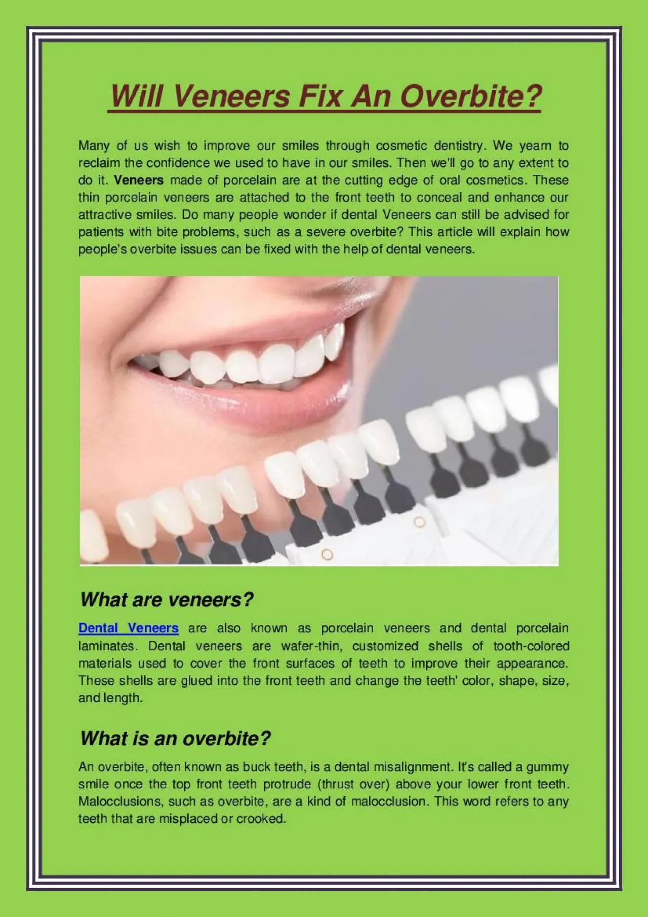 PDF-Will Veneers Fix An Overbite?