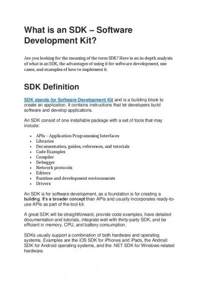 What is an SDK - Software Development Kit