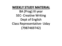 WEEKLY STUDY MATERIAL BA (
