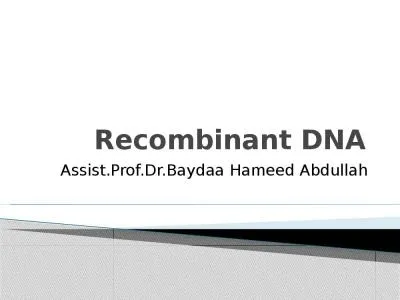 Recombinant DNA Assist.Prof.Dr.Baydaa