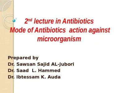 2 nd  lecture in Antibiotics