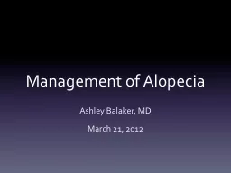 Management of Alopecia	 Ashley Balaker, MD