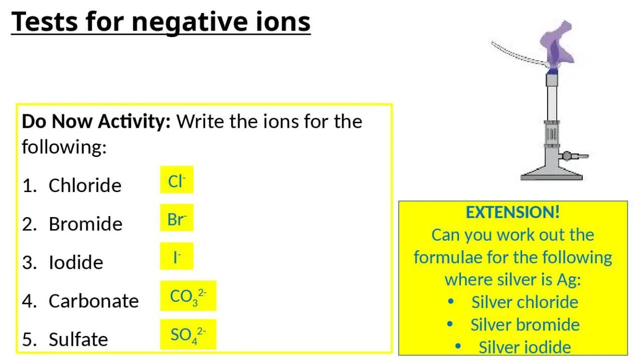 PPT-Do Now Activity: Write the ions for the following: