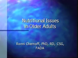 Nutritional Issues  in  Older