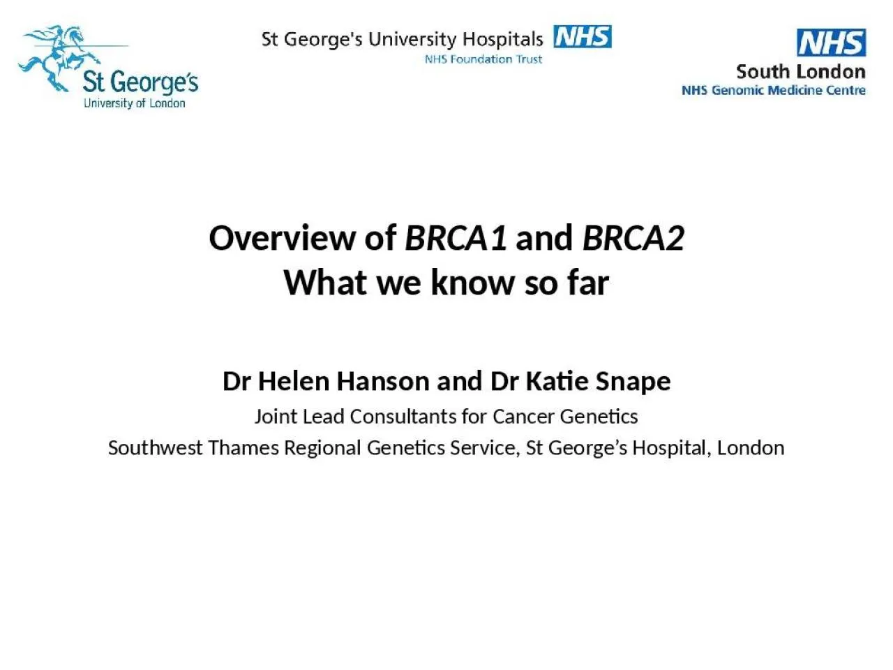 PPT-Overview of BRCA1 and