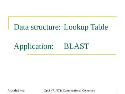 Ananth@wsu CptS  471/571: Computational Genomics