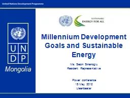 Millennium Development Goals and Sustainable Energy