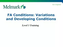 Level 3 Extending Standard FA Conditions