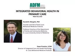 INTEGRATED BEHAVIORAL HEALTH IN PRIMARY CARE