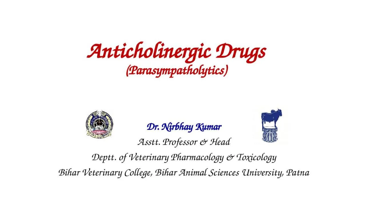 PPT-Anticholinergic Drugs ( Parasympatholytics