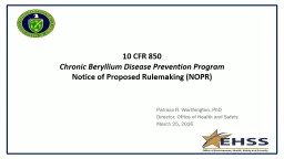 10  CFR 850 Chronic Beryllium Disease Prevention Program