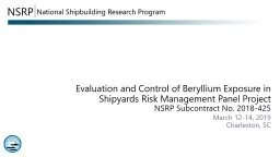 Evaluation and Control of Beryllium Exposure in Shipyards Risk Management Panel