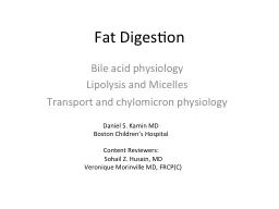 Fat Digestion Bile acid physiology