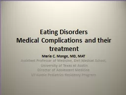 Eating Disorders Medical Complications and their treatment
