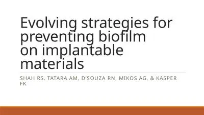 Evolving strategies for preventing biofilm