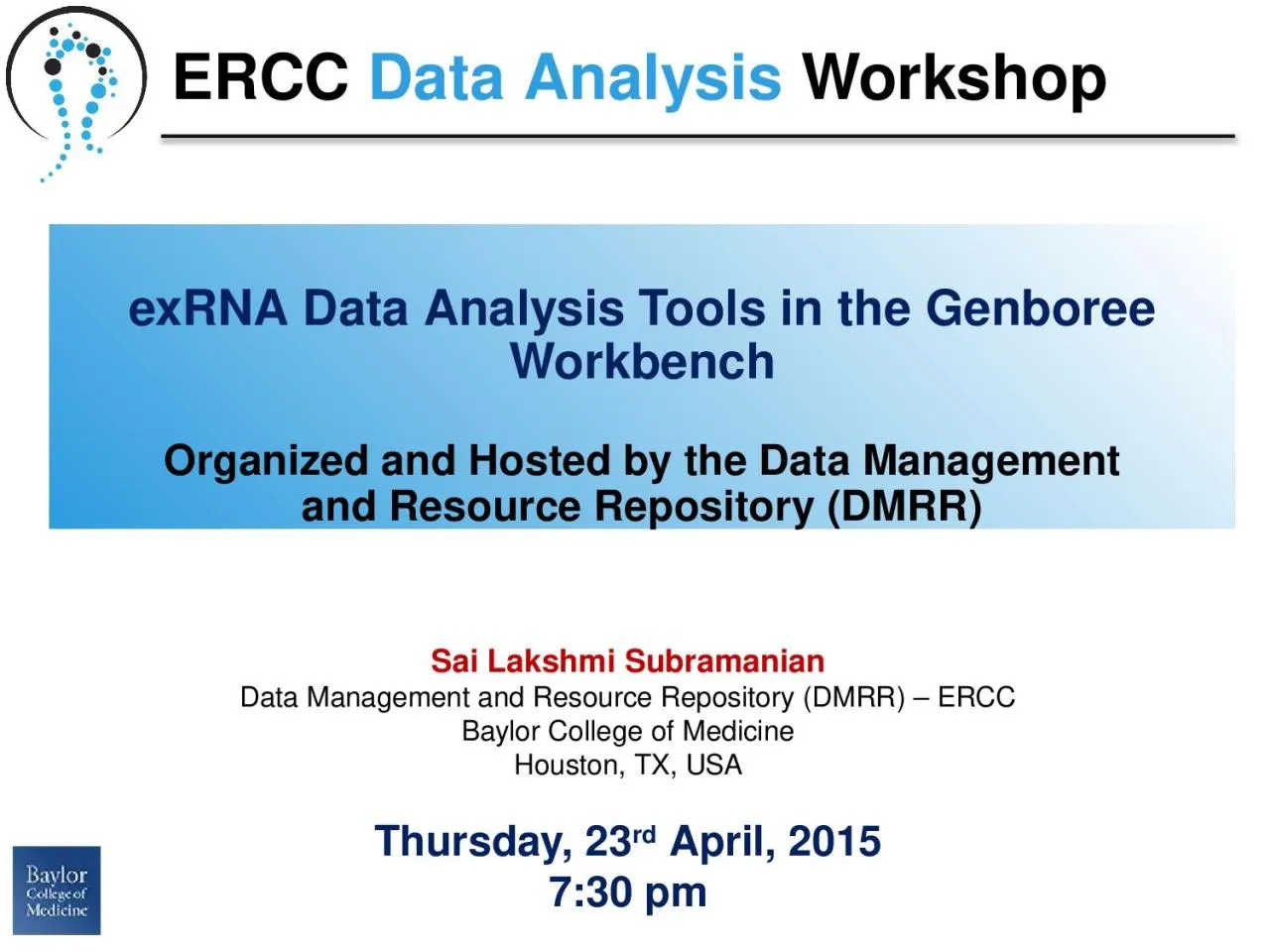 PPT-exRNA Data Analysis Tools in the Genboree