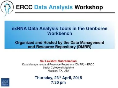 exRNA  Data Analysis Tools in the Genboree