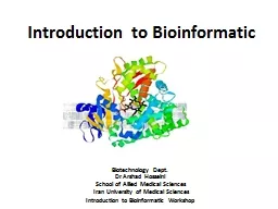 Biotechnology Dept. Dr  Arshad Hosseini